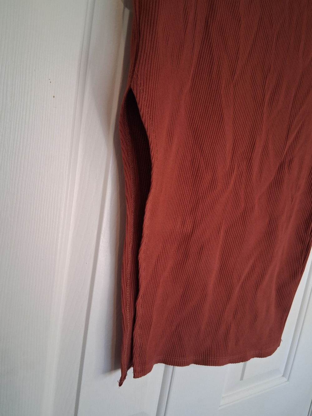 Lulus Set For Life Ribbed Midi Skirt Rust Red Size Large - Picture 6 of 10